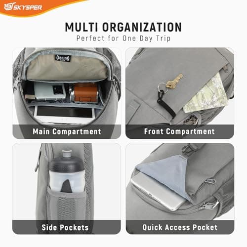 SKYSPER Sling Bag RFID Cross Body Bag Recycled Crossbody Backpack Travel Daypack(Gray) — view 5