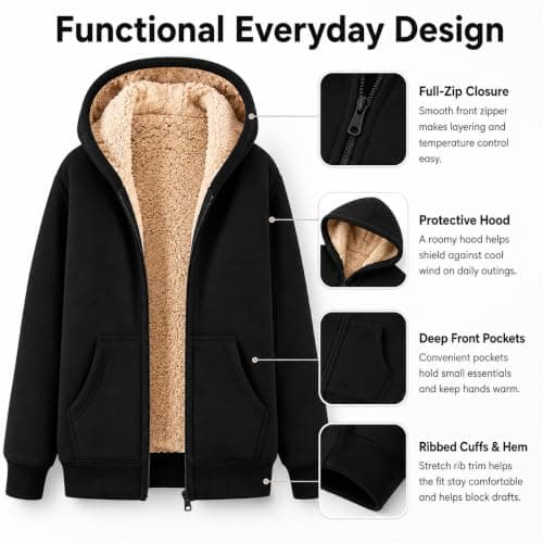 aokavise women's clothing,Fleece Jacket Women 2026 Casual Hoodies Jackets Sweatshirts Trendy Lightweight Ladies Wool Winter Coat Comfy Fashion Zip Up Travel Hoodie Warm Fall Women's Jumpers Orange — view 4