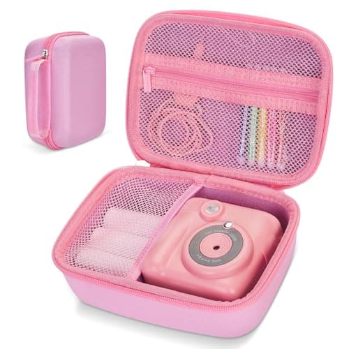 Hikkon Kids Camera Case Fit for Hangrui/Dylanto/GREENKINDER/GKTZ/Gofunly/HiMont Digital Camera Toy,Portable Instant Camera Storage Holder Organizer Bag (Case Only) - Pink