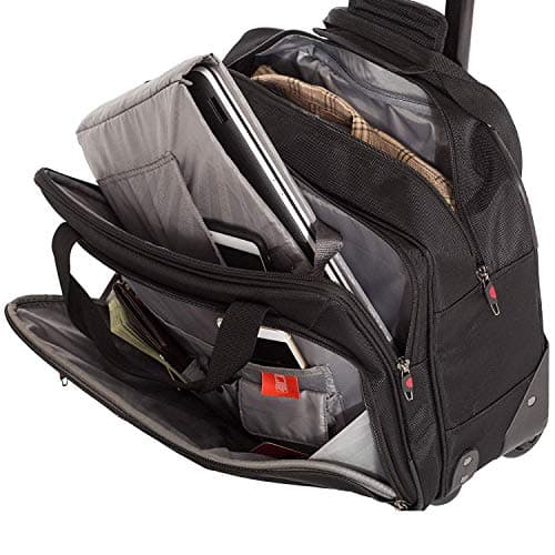 Aerolite Premium Padded Business Laptop Roller Case with 2 Wheels Approved for Ryanair Priority Boarding, Easyjet Plus, BA and More Airlines. Fits up to 15.6 Inch Laptops (Black) — view 6