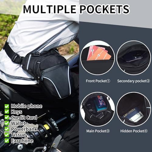 Tactical Bumbags Drop Leg Bag for Men Women Multifunctional Waist Pack for Motorcycle Bike Fanny Pack for Traveling Camping Hiking Cycling Motorcycling Fishing Crossbody Shoulder Pouch (Black#1) — view 2