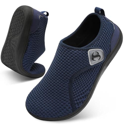 JOINFREE Womens Comfort Walking Shoes Wide Fit Casual Flats Navy Blue