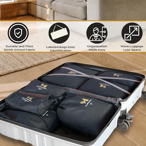 Murmush Black Packing Cubes for Suitcases [8-Pcs + 2 Perfume Atomizers], Eco-Friendly Travel Packing Cubes for Backpack with YKK Zips, Durable 300D Oxford Fabric, travel cubes for suitcases — view 5