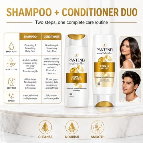 Pantene Pro-V Repair & Protect Shampoo and Conditioner Travel Set, 2 x 90ml Mini Hair Care Duo for Weak and Damaged Hair, Holiday and Travel Toiletries — view 4