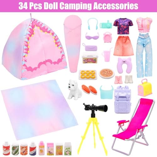 Miunana 34 Doll Travel Camping Tent Playset Accessories for 11.5 Inch Dolls — view 2