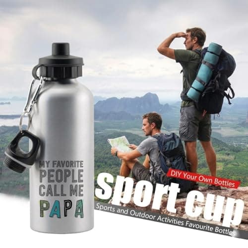 My Favorite People Call Me Papa bottle – Cute Family Quote – Gift for Dad, Grandpa, Papa, Aluminium 500 ml Water Bottle sports bottle. (Silver) — view 4