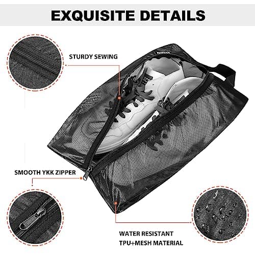 Prezon Travel Shoe Bags, Water Resistant TPU Mesh, Sturdy YKK Zipper, Shoes Storage Bag, Shoes Packing Organizer, Unisex Shoe Pouch for Travel or Home Storage — view 3