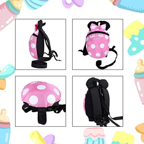Baby Toddler Safety Harness Backpack Child Kids Cute Cartoon Strap Shoulder Backpack Bag with Reins Leash Rucksack Harness Walkers Tether Belt,FOR 1-5 YEARS OLD TODDLER. (pink S-for 1-5 years old) — view 2