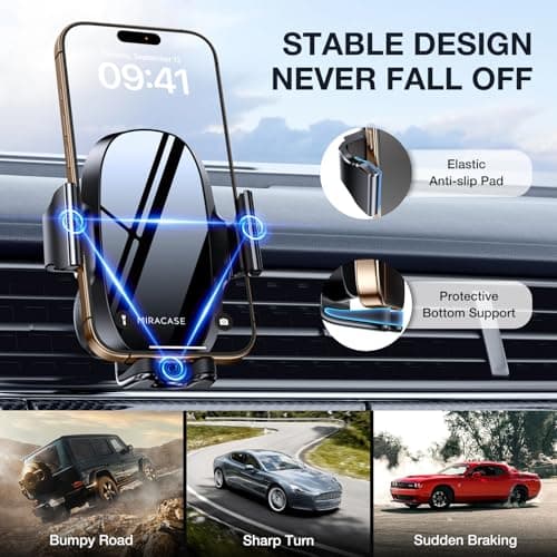 miracase 2nd Generation Car Phone Holder, Air Vent Phone Holder for Cars 360¡ã Rotation, Universal Mobile Phone Mount Automobile Cradles for Vent Van iPhone 14 Pro Max 13 12 11 Samsung — view 2