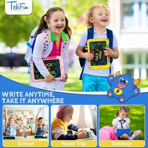TEKFUN Kids Toys for 3 4 5 6 Years Old Boys Girls Gifts, 8.5 Inch LCD Writing Tablet Kids Drawing Board, Educational Travel Toys Boy Girl Birthday & Easter Gifts Age 3-8 (Blue Yellow) — view 4