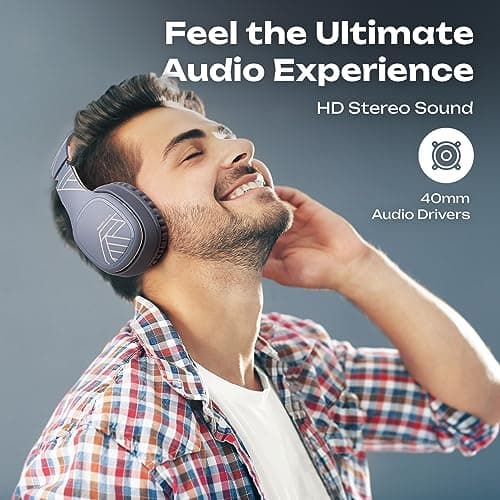 PowerLocus Wireless Headphones Over Ear, Bluetooth Headphones Over Ear, 50 Hours Playtime, Foldable Headphones with Built-in Microphone, Hi-Fi Stereo, Lightweight and Wired Mode for Phone Travel PC — view 4