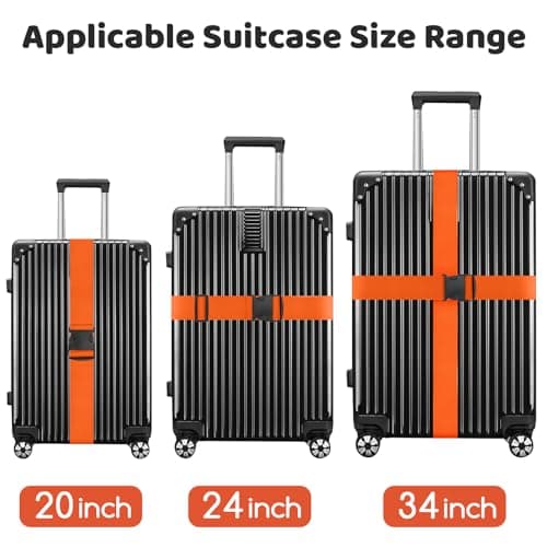 WISYOK Luggage Straps Extended, 2 Pack, 130-250cm Adjustable, Orange — view 3