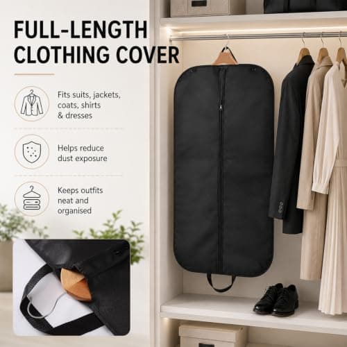 2PCS Black Suit Bag Set, Dress Cover, Garment Covers for Travel Storage — view 6