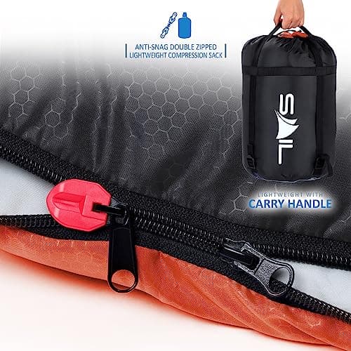 SAIL Sleeping Bag for Adults & Kids, 4 Season Autumn/Winter 400GSM - Thermal, Waterproof, Lightweight, Compact - Ideal for Camping, Hiking & Backpacking - Orange — view 5