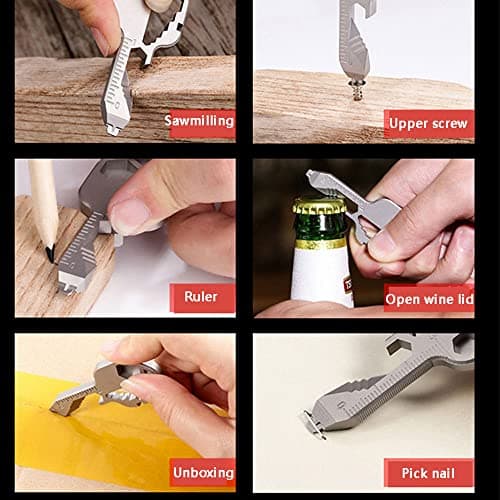 BDHI 1pc 24 in 1 Multi-Tool Key Stainless Steel Portable Tool Keychain Mini Multi-Tool Key for Men Husband Dads Employee(D35-1), Multi,silver — view 5