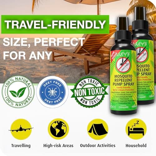 THEYE Natural Mosquito and Insect Repellent Spray, DEET Free Plant Based Citrepel75 PMD Pump Spray, Long Lasting 6 Hour Protection, Skin Friendly, Travel Size 100ml — view 5