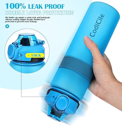 CodiCile Water Bottle, BPA Free 1l Water Bottle Leak Proof Drinks Bottle, Large Sports Bottle Great for Gym, School, Office and Travel (Blue) — view 4