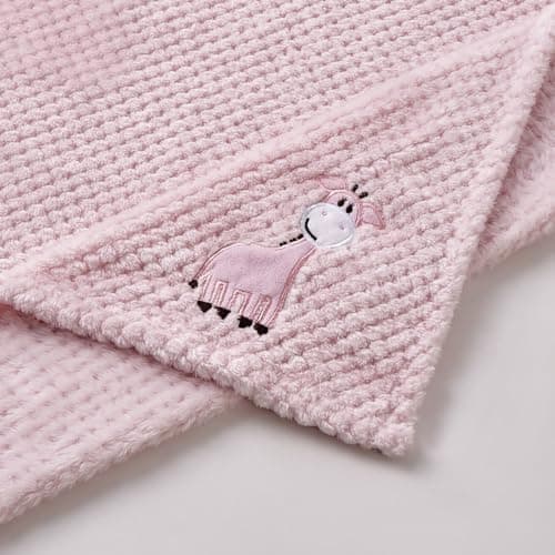 CREVENT 75cmX100cm Cute Cozy Fluffy Warm Baby Blanket for Girls Infants Toddlers' Bedding Crib Cot Stroller, Baby Shower Birthday Newborn's Gift Pink- Baby Giraffe — view 3