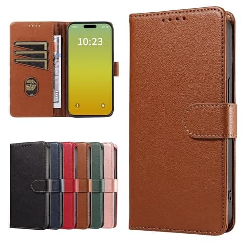 GoodcAcy Case Wallet for iPhone 11, Genuine Leather Wallet Folio Case [Magnetic Closure] [RFID Blocking Card Slot] [Kickstand] Full Protection Case - Brown