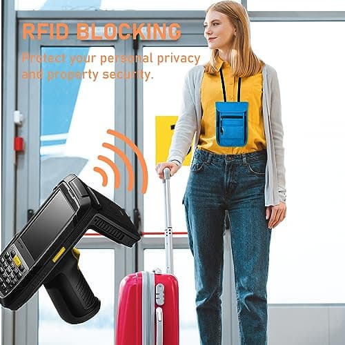 sundee Travel Neck Wallet with Double Zippers, RFID Blocking Passport Holder with Adjustable Neck Strap for Men and Women to Keep Cash, Credit Cards and Travel Documents Safe, Lake Blue, Small, — view 6