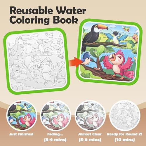 cabaro 2 Pack Mess Free Water Colouring Books for Toddler Age 3+, EVA — view 6