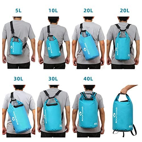 ROCK CLOUD Dry Bag Waterproof 20L Dry Sack for Kayaking Rafting Boating Beach Surfing Swimming Canoe Camping Hiking Fishing Ski,Black — view 3