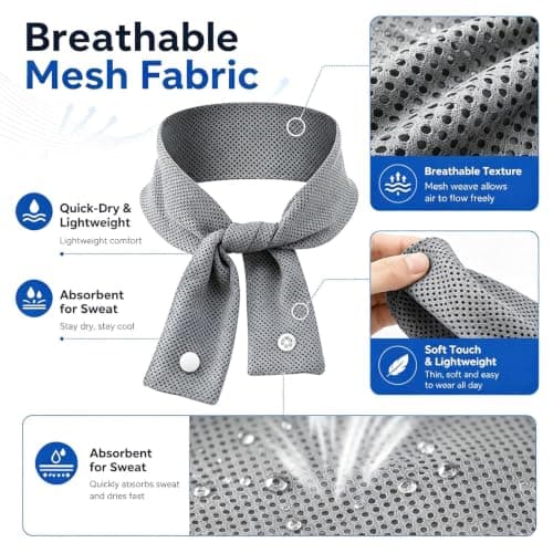 XQMMGO Cooling Towel for Neck, Long-Lasting Instant Ice Cooling Scarf Wrap, Breathable Reusable Heat Relief Towel for Running, Gym, Yoga, Hiking, Camping & Outdoor Sports Accessories (grey) — view 3