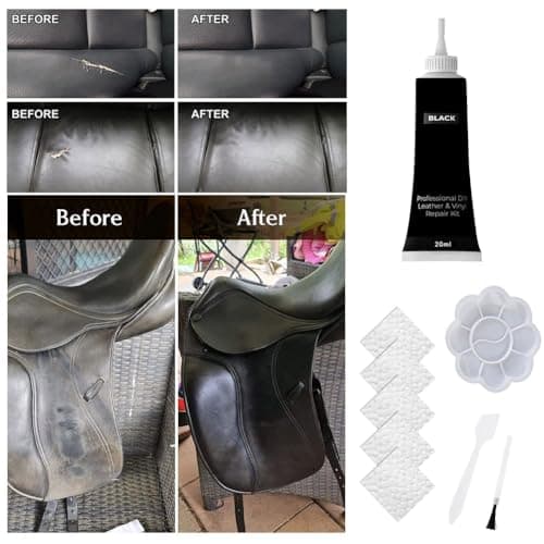 Black Leather Repair Kit for Furniture, Leather Car Seat Repair Kit, Easily Restore Car Interior, Sofa, Jacket, Restore Any Material with Super Easy Instructions to Fix Scratches, Tears, Holes — view 2
