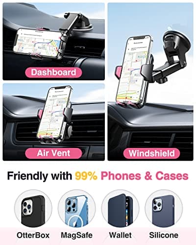 VANMASS Top Car Phone Holder 2026 [85+ lbs Strongest Suction & True Military-Grade] Rotatable Mobile Phone Mount Universal Dashboard Windscreen Vent Desk Automobile for iPhone 17-Pro Max 16 15 Samsung — view 4