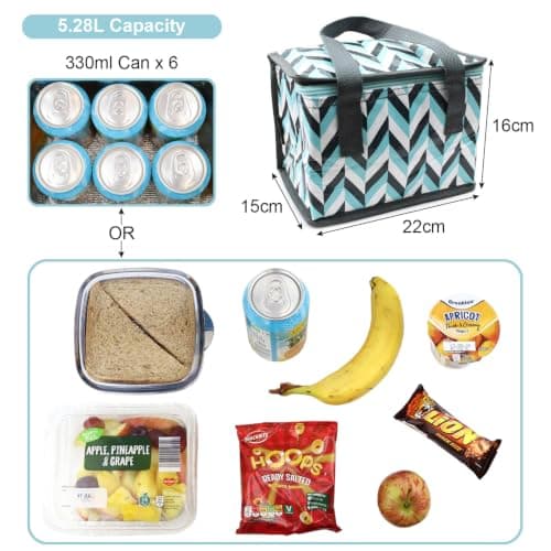 Fashion Stationery Insulated Lunch Bag, Mint Chevron, Folding Cooler — view 3