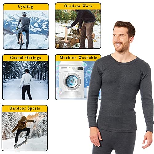 Heatwave® Pack of 2 Men's Extreme Thermal Underwear Set, Long Sleeve Top & Long Johns Set, Winter Thermals, Small Charcoal — view 6