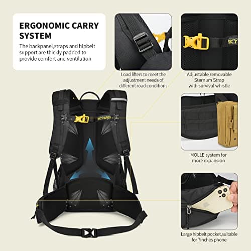 SKYSPER Rucksack 35L Hiking Backpack, Lightweight Travel Backpack Camping Trekking Backpack for Men Women — view 4