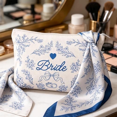 Bride Makeup Bag, 17x25cm/6.7x9.8in High Capacity Floral — view 5