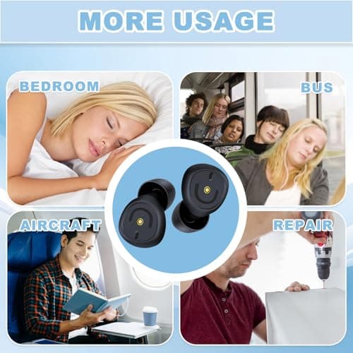 Ear Plugs for Sleep Noise Cancelling, 50dB Ultra Soft Reusable & Washable Earplugs with Carry Case & 2 Replacement Pairs, for Blocking Snoring, Travel, Work and Study, Black — view 5