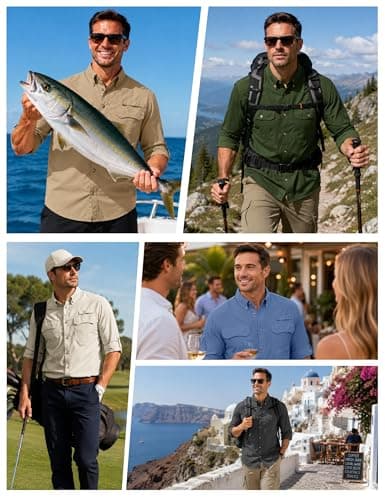 Men's Safari Shirt Roll Up Long Sleeve , UPF 50+ Button Down Hiking Shirts — view 2