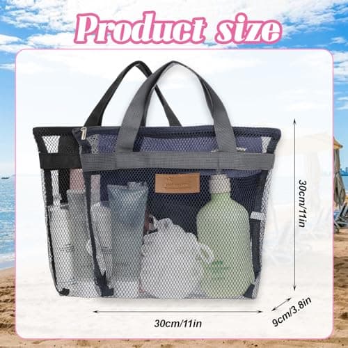 guduling 2pcs Mesh Shower Caddy Bag,Shower Caddy Portable,Travel Mesh Showers Bag for Gym,Camping,College Dorms,Beach - Handheld Outdoor Wash Bags (Sky Blue & Wine Red) — view 2