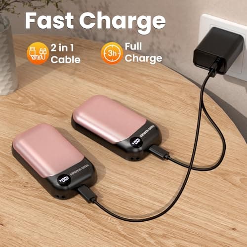 Hand Warmers, 2 Pack Magnetic Electric Handwarmer, 6000mAh USB Hand Warmers Rechargeable, 4 Heat Settings, LED Digital Display, Suitable for Outdoor Indoor - Hunt, Camp, Golf or Gift Giving, Pink — view 4