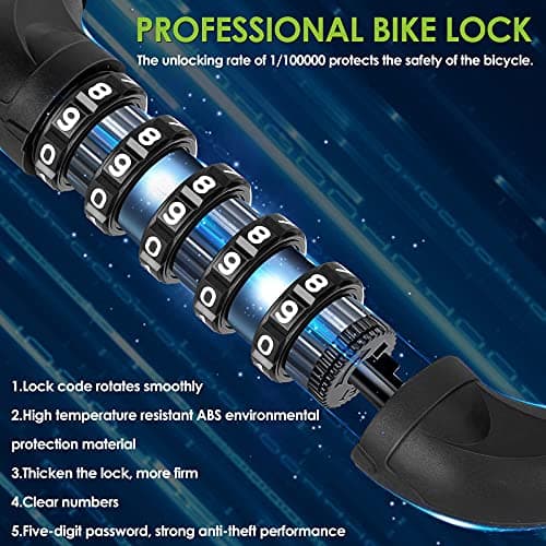 SPGOOD Bike Lock with Combination, Bicycle Lock with Hardened Chain(Black) — view 4