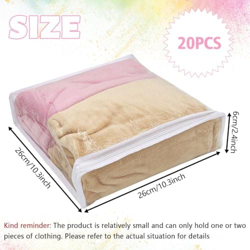 Sibosen 20 Pcs Clear PVC Zippered Clothes Storage Bags,26 x 26 x 6 cm Clothes Blankets Storage Bags for Sweater Clothes Bed Sheet Quilt Organizer with Zipper for Closet Linen Sweater Bed Sheet — view 2