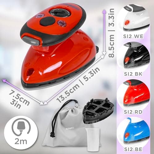 Duronic Travel Iron SI2 BK 375W Mini Irons with Variable Temperature Portable 50ml Black Steam Iron For Holiday Quilting Crafts Compact Design for Travelling — view 2