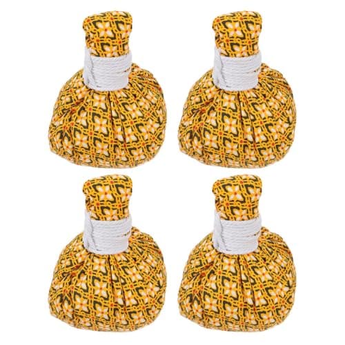 4pcs Herbal Massage Balls for Home Travel, Cloth Yellow Relaxation