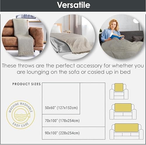 Emma Barclay Herringbone - Recycled Cotton Patterned Chair Sofa Setee Bed Throw Over Blanket in Natural - 50x60 (127x152cm) — view 5