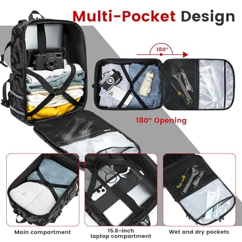 RUCYEN Motorcycle Helmet Bags, Large Capacity Waterproof Helmet for Men, Motorcycle Accessories Helmet Storage Cycling Bag (Black Camo) — view 2