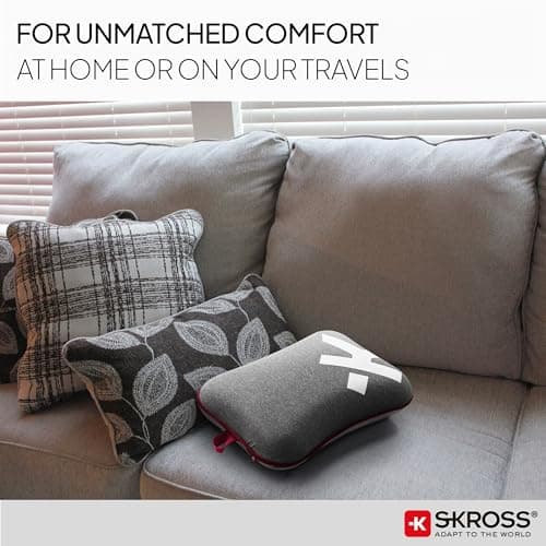 SKROSS Sleep & Comfort Bundle - Grey. Travel Pillow and Sleep Mask Bundle, Travel Essentials Kit, Neck Support Cushion and Soft Eye Mask for Airplane, Train, Car Travel — view 6