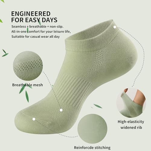 BUDERMMY Bamboo Trainer Socks for Womens, 5 Pairs No Show Ankle Low Cut Invisible Socks Ladies Breathable Short Socks (UK, Numeric, 3, 5, Regular, Regular, 5 Pairs Multicolour) — view 5