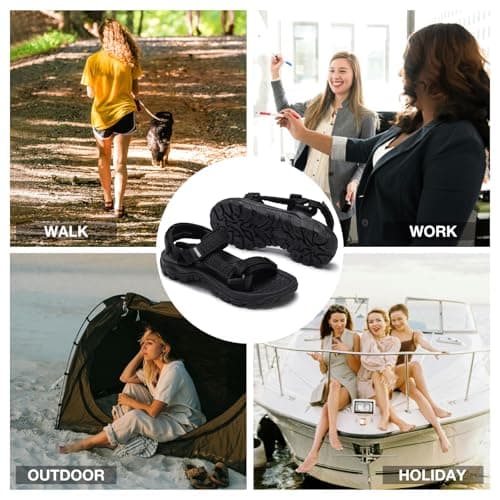 TcIFE Women's Walking Hiking Sandals Comfortable Outdoor Sports Sandals Lightweight Athletic Beach Shoes — view 2