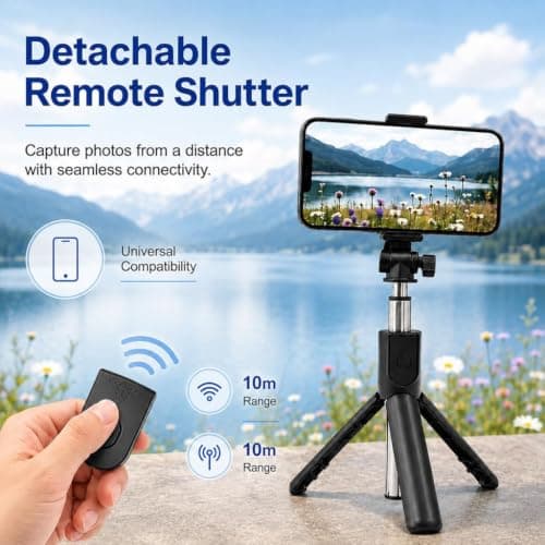 58cm Travel Phone Tripod Selfie Stick with Wireless Remote For Filming — view 3