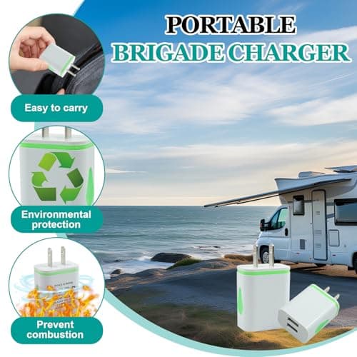 UK to USA Plug Adapter with USB 2 Pack, USA Travel Adapter with Dual USB Ports, Compact UK to US plug adaptor for Canada, Mexico, Charger Plug Fast Charging for iPhone, Samsung, Shaver & More — view 4