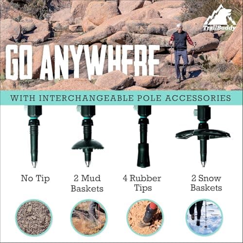 2 Pack Hiking Trekking Poles, Lightweight, Collapsible Trekking Poles for Snowshoe & Backpacking Gear, Walking Sticks for Hiking, 7075 Aluminum with Cork Grip — view 4