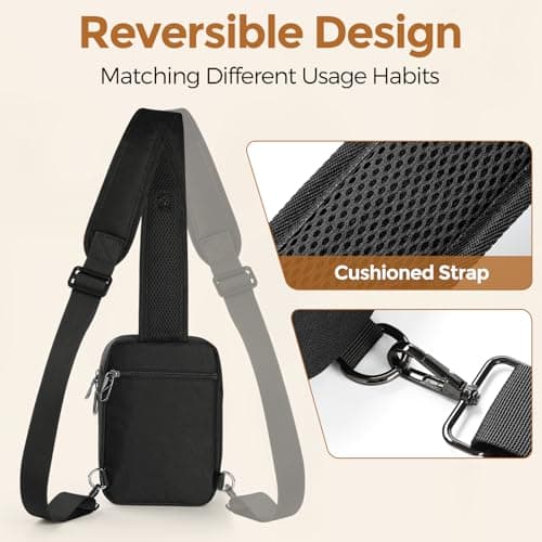 BROADREAM Tactical Waterproof Sling Bag - Anti-theft Crossbody Chest Pack for Men, Mini Shoulder Bag with Zipper Lock & RFID Blocking for Travel Work Sport — view 5